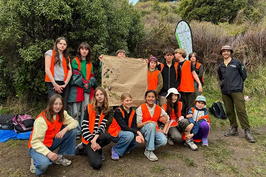 Ākonga from Te Kura o Waipapa Diamond Harbour Primary and Te Kura o Ōhinehou Lyttelton Primary